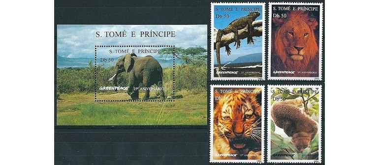 S.TOME E PRINCIPE 1996 - FAUNA AFRICANA - SERIE DE 4 TIMBRE+BLOC NESTAMPILAT - MNH - COTA MICHEL : 12.5 E / fauna158